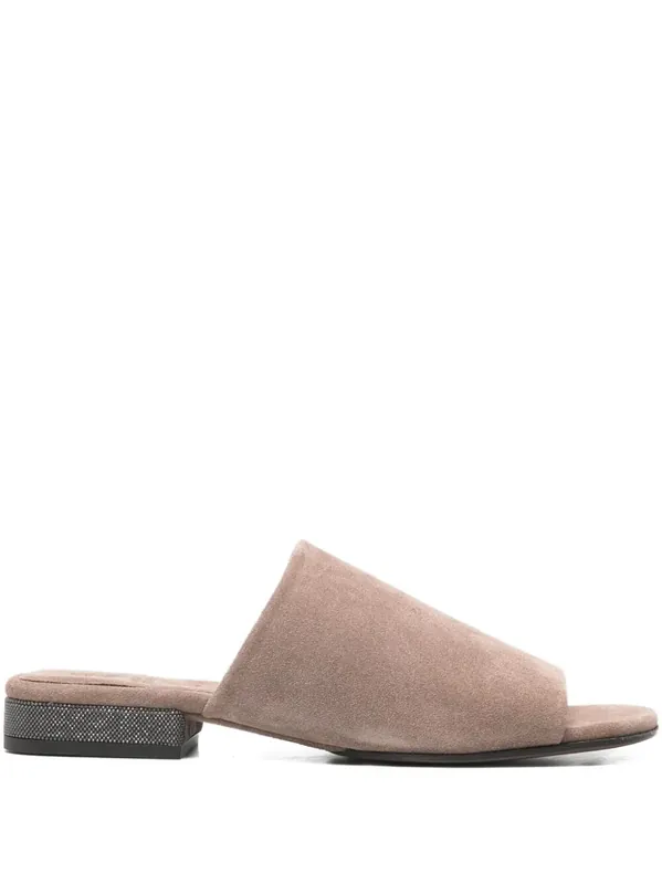 Suede Mules With Monili - Brunello Cucinelli
