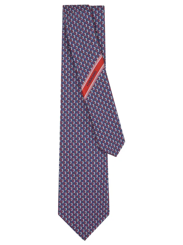 Barzio7j Bicolor Gancini Jacquard Tie - Ferragamo