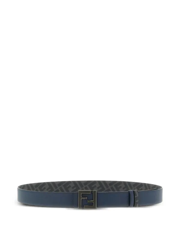 Ff Squared Leather And Ff Canvas Reversible Belt - Fendi