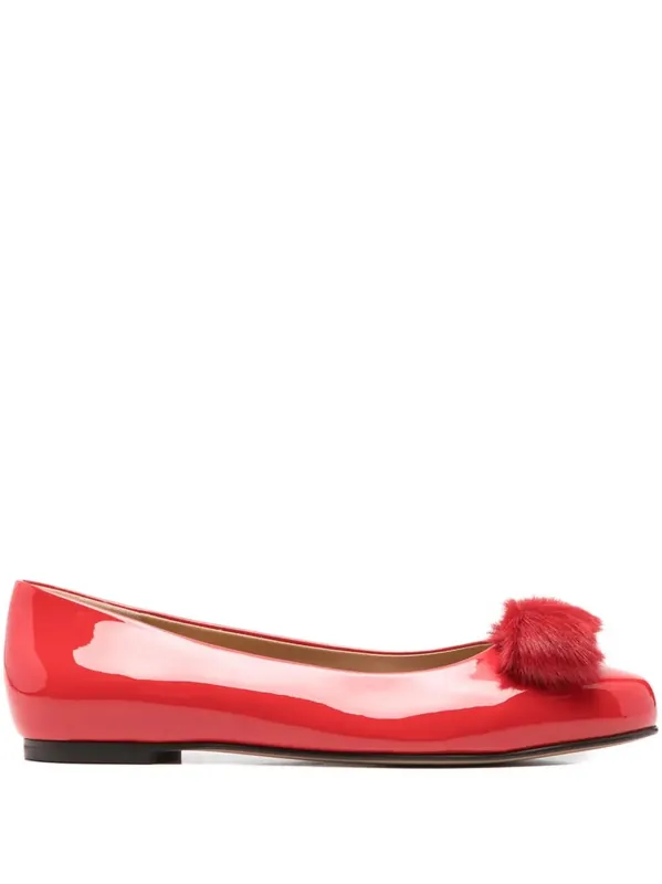 Varina Fur Patent Leather Ballet Flats - Ferragamo