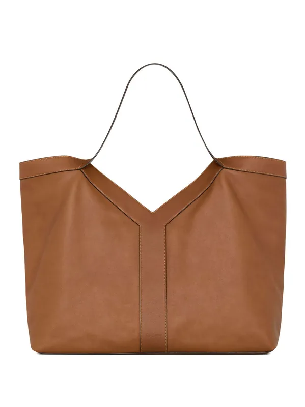 Y Large Tote In Grained Leather - Saint Laurent