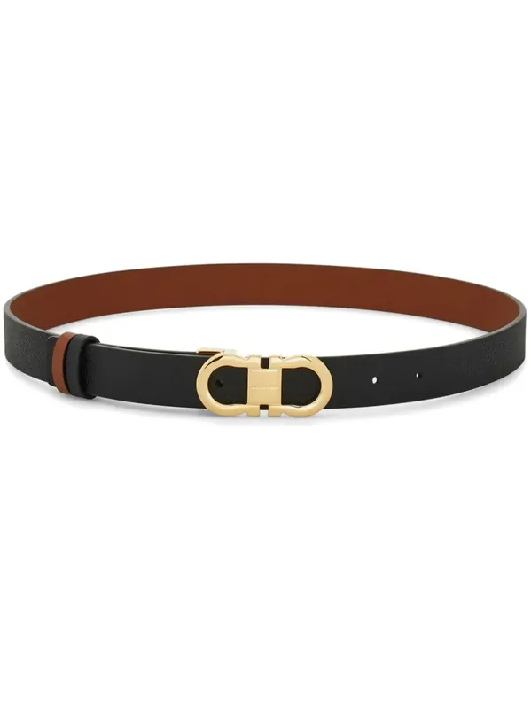 Gancini Hammered Leather Reversible Belt - Ferragamo