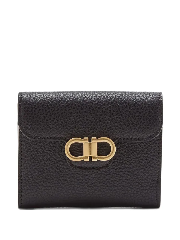 Gancini Grained Leather Compact Wallet - Ferragamo