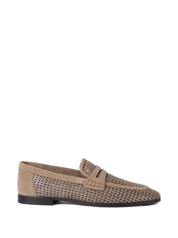 Sparkling Net Leather Loafers - Brunello Cucinelli