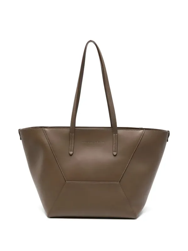 Leather Tote Bag With Pouch - Brunello Cucinelli