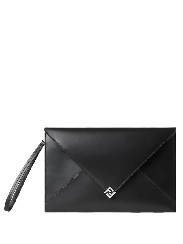 Large Ff Squared Leather Flat Pouch - Fendi