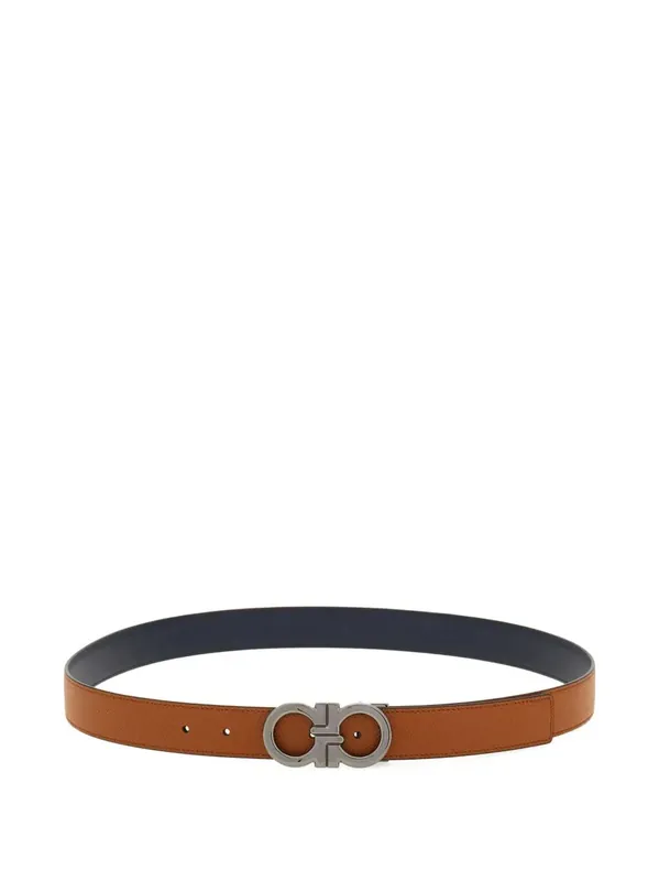 Gancini Grained Leather Reversible Belt - Ferragamo