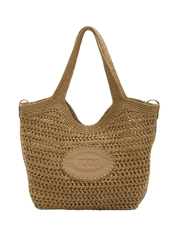 Raffia And Leather Medium Shopping Bag - Tod`S
