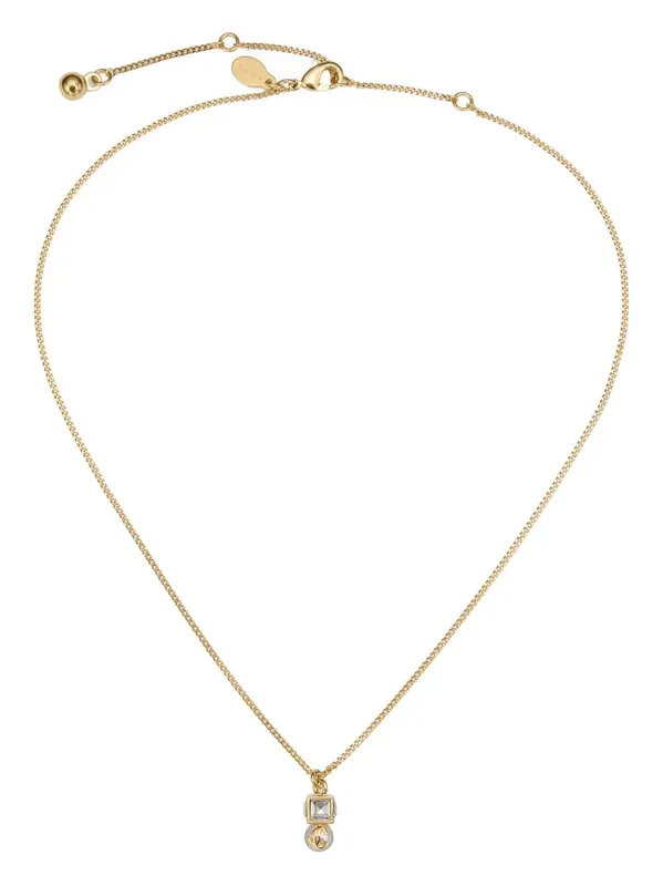 Gold Metal Jc Pearl Cube Pendant Necklace - Jimmy Choo