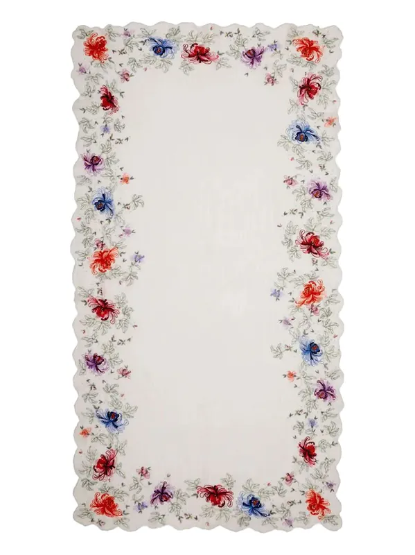 Primrose Wool Stole With Floral Embroidery - Faliero Sarti