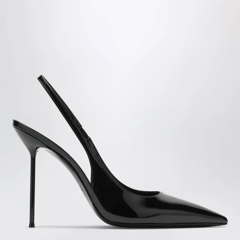 Lidia Slingback Pumps In Black Patent Leather - Paris Texas