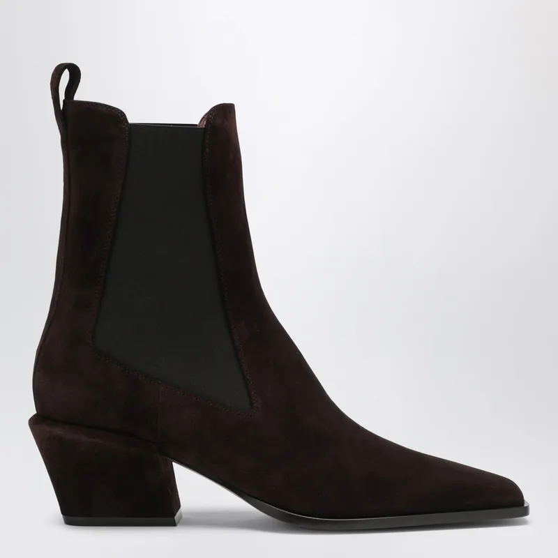 Bettina Suede Boots In Chocolate Brown - Paris Texas