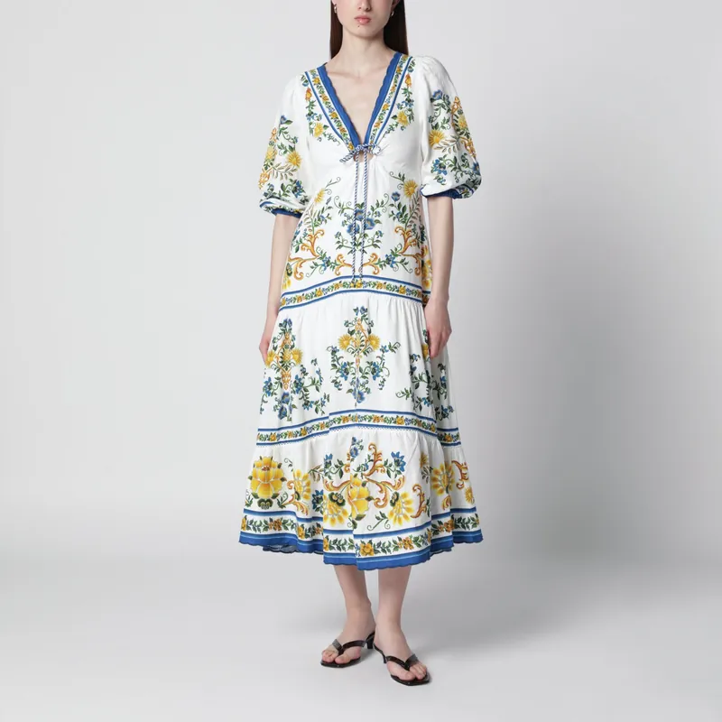 Emily Floral Tapestry Drawstring Midi Dress - Farm Rio