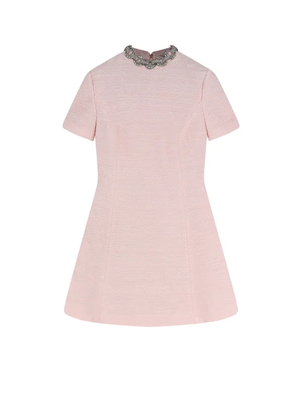 Embroidered Crinkle Cotton Tweed Mini Dress - Valentino Garavani
