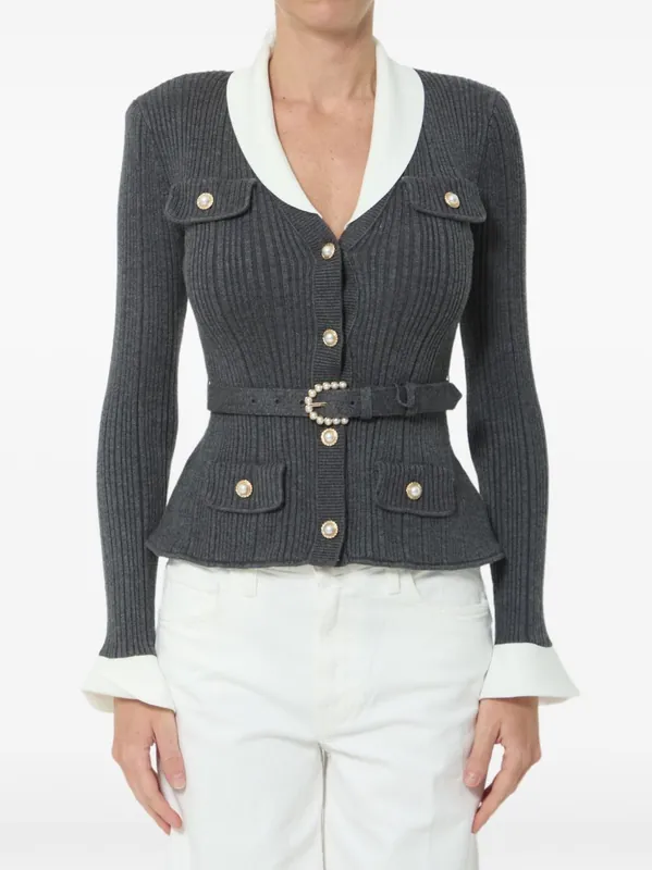 Belted Ribbed Cardigan - Self-Portrait