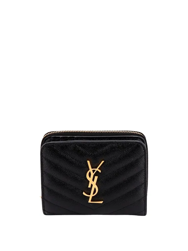 Quilted Leather Wallet With Metal Cassandre Logo - Saint Laurent