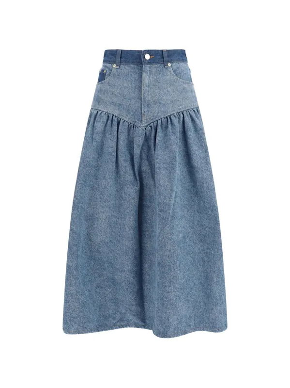Denim Long Skirt - Ganni
