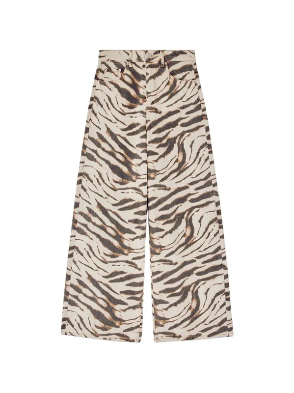 Zebra Print Denim Jeans - Ganni