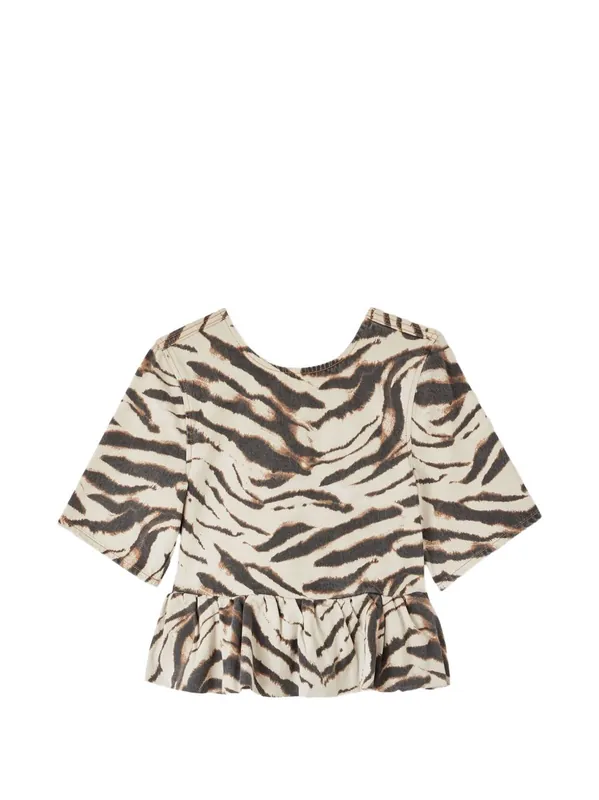 Zebra Print Organic Cotton Top - Ganni