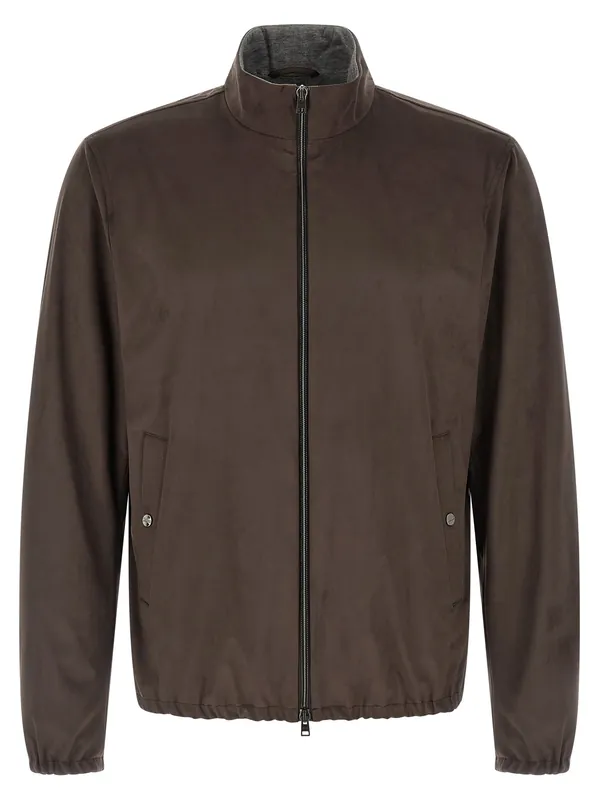 Suede Effect Jacket Puffer Jackets Brown - Herno