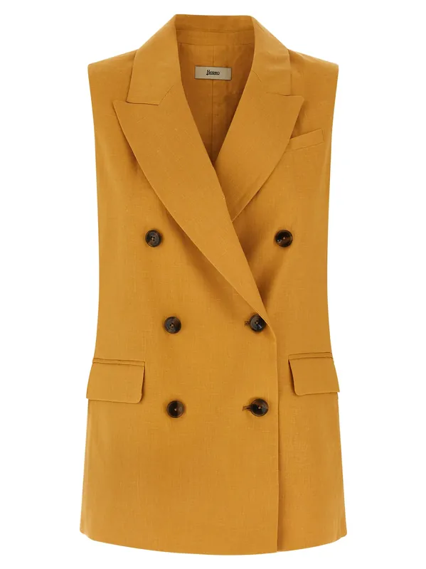 Linen Vest Gilet Yellow - Herno