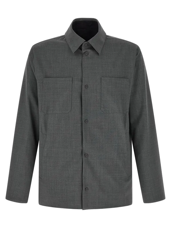 Reversible Overshirt Puffer Jackets Gray - Herno