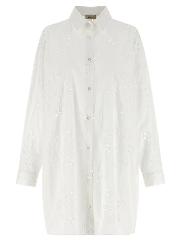 Broderie Anglaise Shirt And Blouse White - Herno