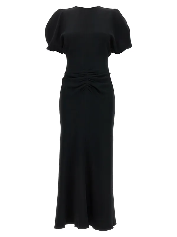 Gathered Waist Midi Dresses Black - Victoria Beckham