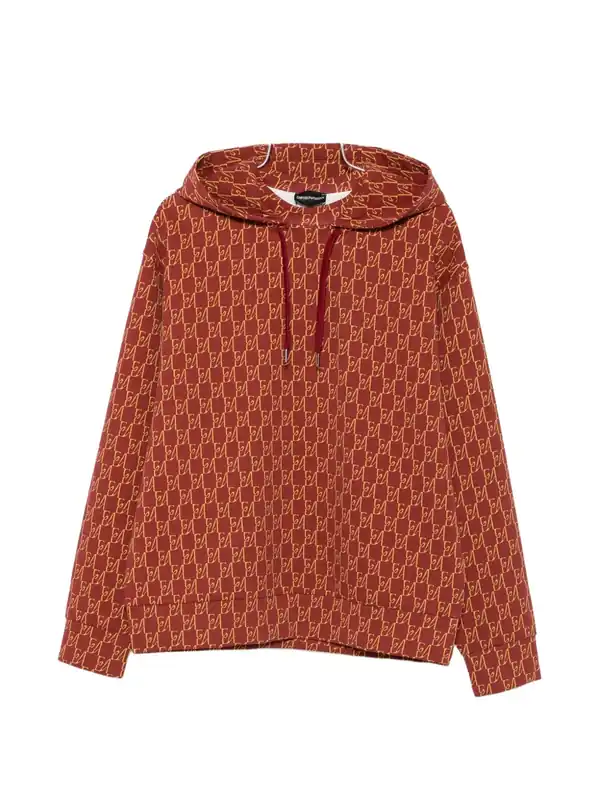 Printed Cotton Hoodie - Emporio Armani