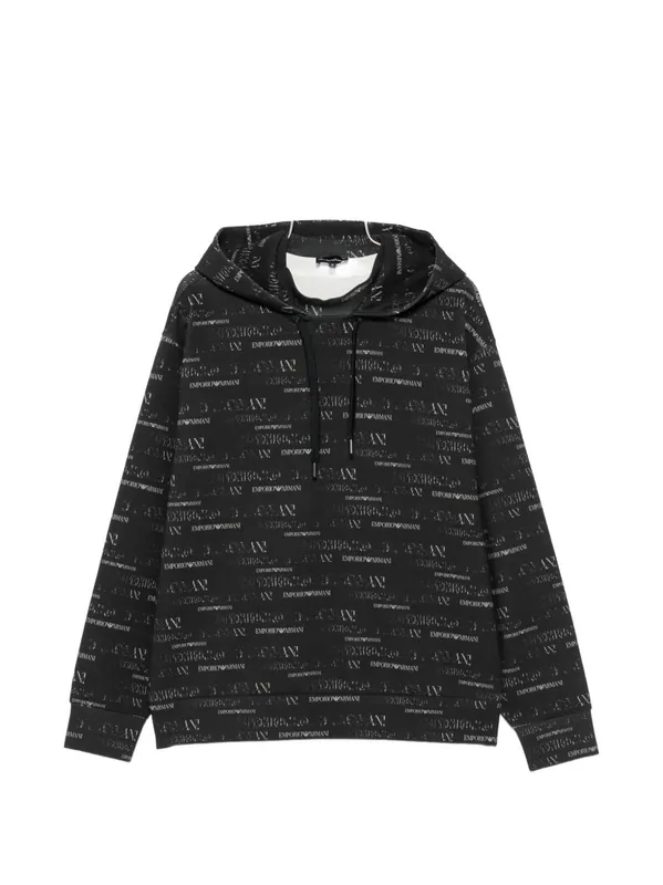 Printed Cotton Hoodie - Emporio Armani