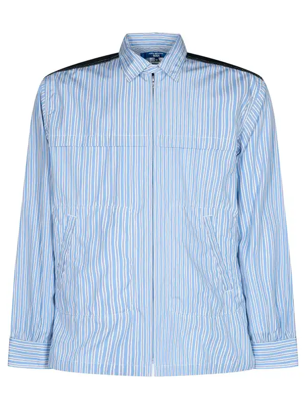 Striped Cotton Overshirt With Zip - Junya Watanabe Comme Dg