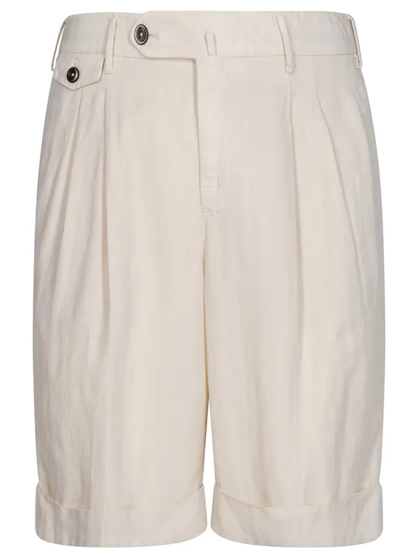 Linen Blend Pleated Shorts - Pantaloni Torino