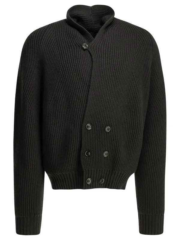 Double-Breasted Cashmere Cardigan Knitwear Grey