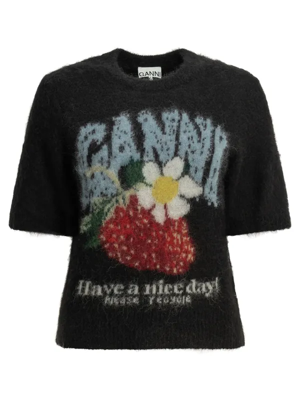 Strawberry Knitwear Black - Ganni