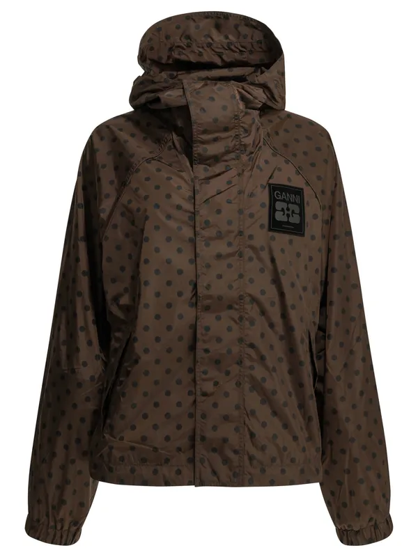 Light Polka Dot Jacket Jackets And Coats Brown - Ganni