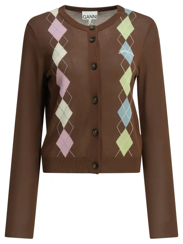 Argyle Knitwear Brown - Ganni