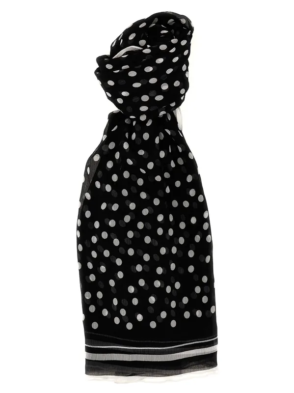 Polka Dot Chiffon Scarf Scarves And Foulards White/Black - Dolce & Gabbana