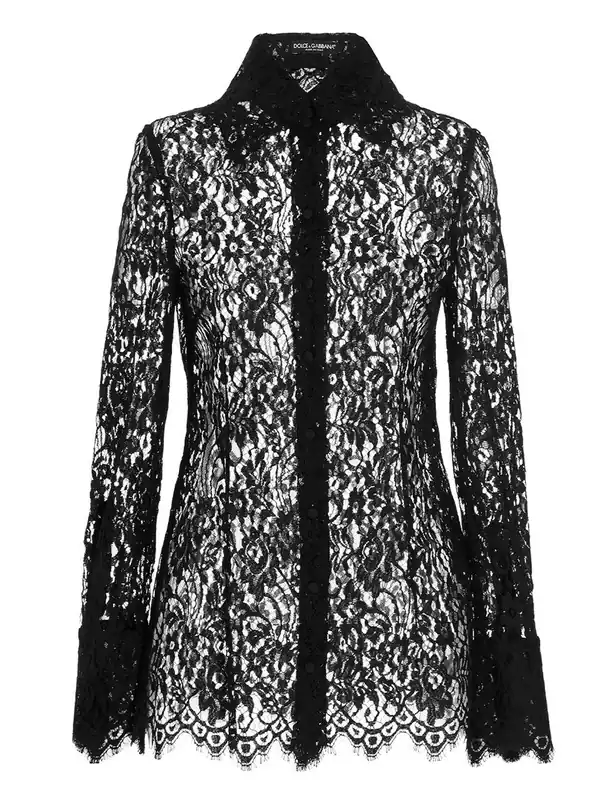 Lace Shirt Shirt And Blouse Black - Dolce & Gabbana