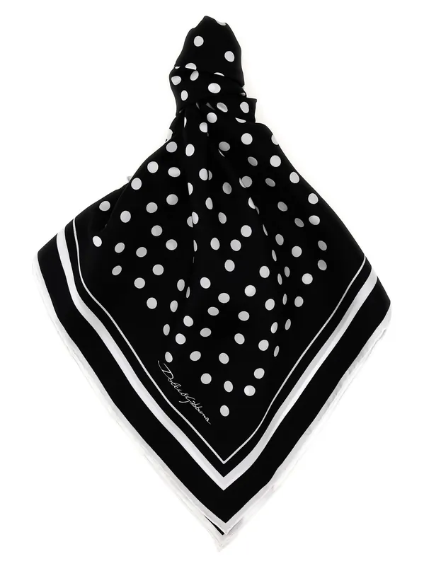 Polka Dot Scarf Scarves And Foulards White/Black - Dolce & Gabbana