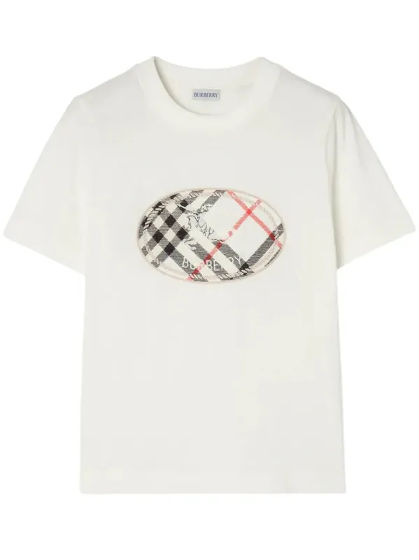 Check Cotton T-Shirt With Knigh Stamp