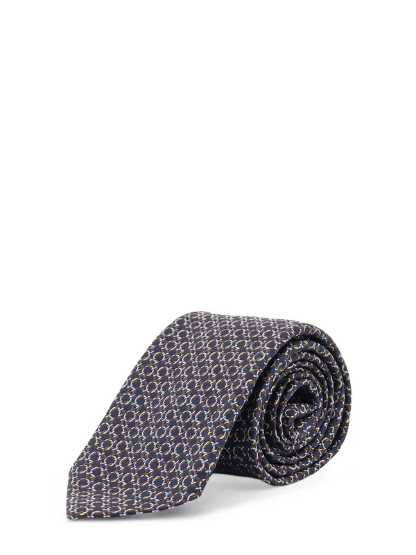 Crema Silk Tie With Intreccio Print - Ferragamo