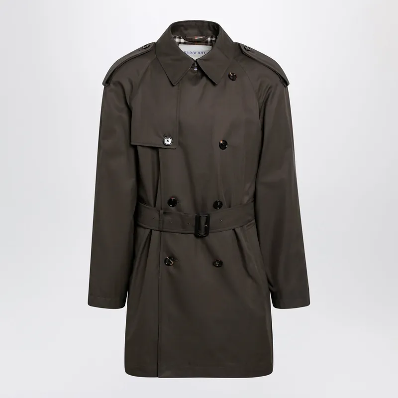 Leadenham Mid-Length Gabardine Trench Coat In Brown