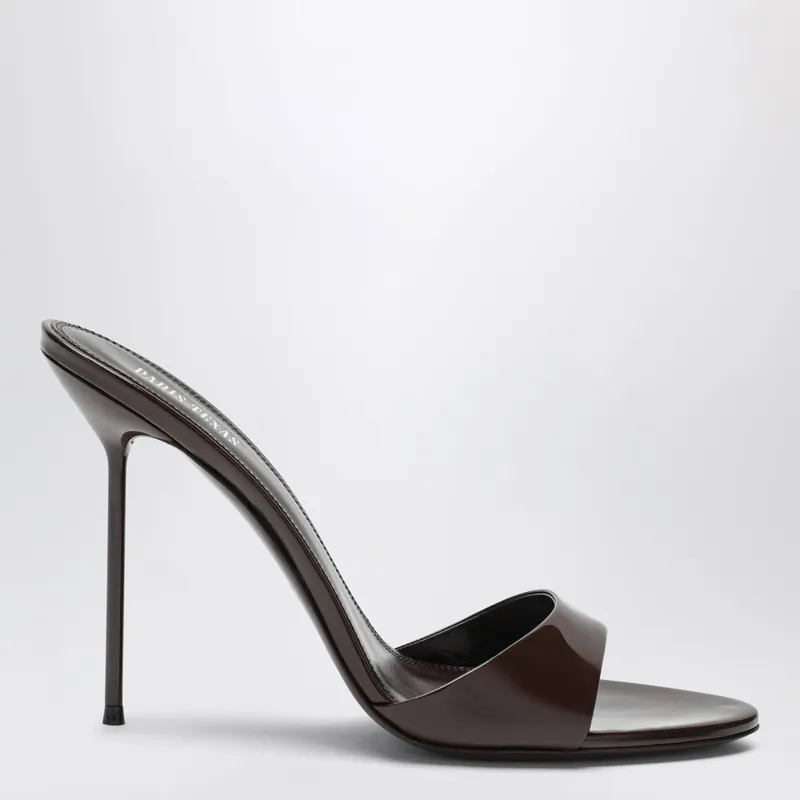 Lidia Mules In Ebony Patent Leather - Paris Texas