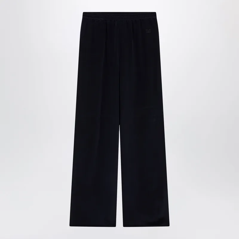 Navy Blue Silk Relaxed Trousers - Max Mara