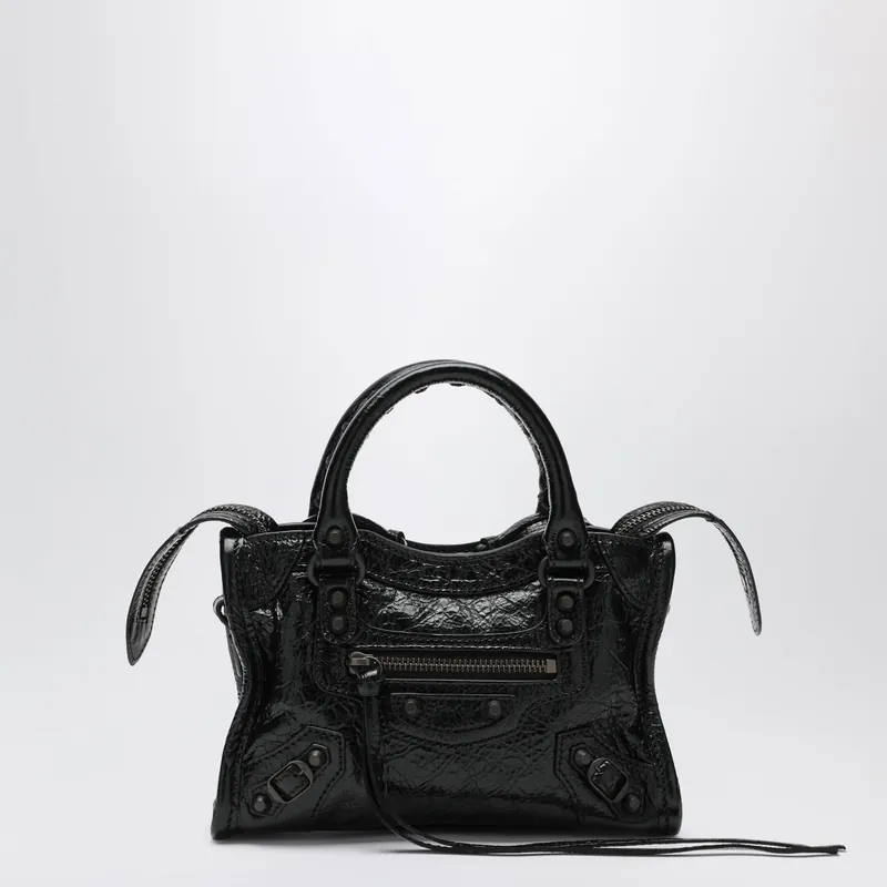Le City Nano Leather Handbag In Military Green - Balenciaga
