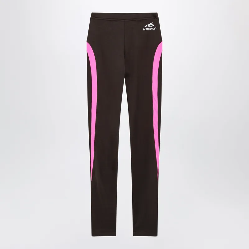 Techwear Leggings In Khaki/Neon Pink Technical Fabric - Balenciaga