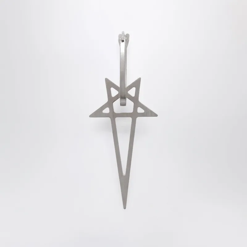 Palladium-Finished Silver Pentagram Earring