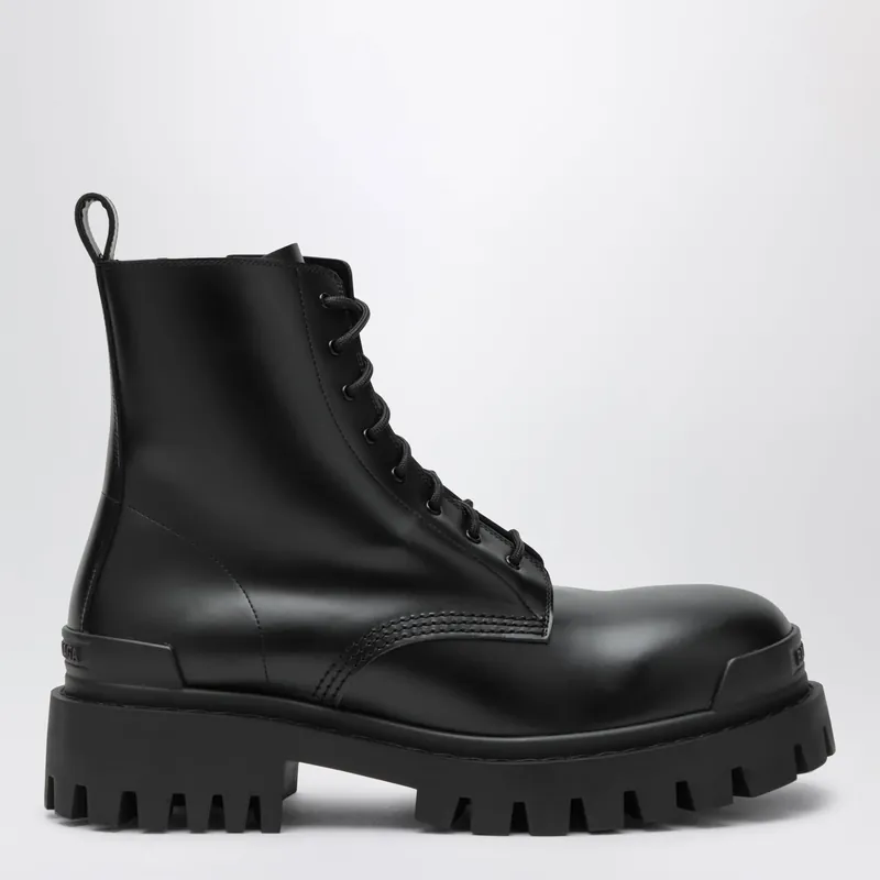 Black Combat Leather Boots - Balenciaga