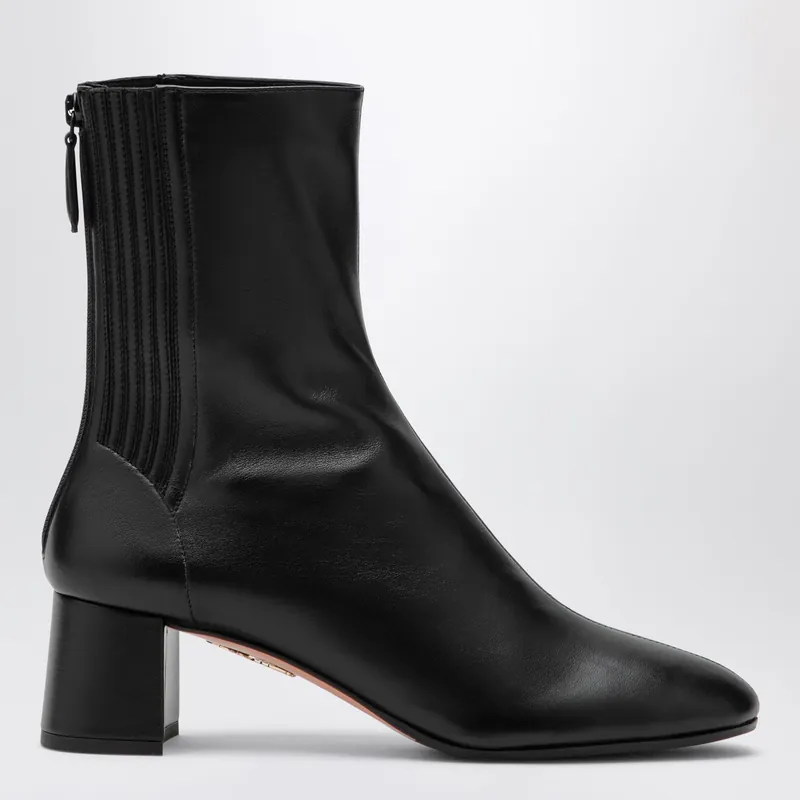 Saint Honoré Bootie Black Nappa Ankle Boots - Aquazzura