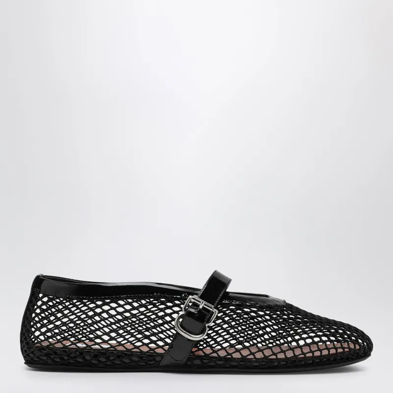 Flat Mesh Ballerina Flats In Patent Leather, Black - Alaïa